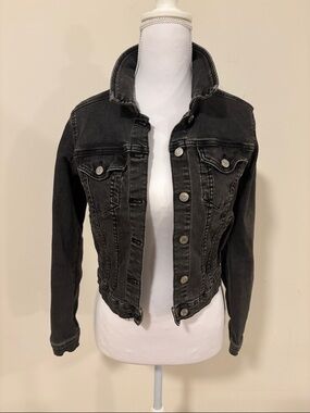 Pull & Bear Black Denim Cropped Jacket - Women